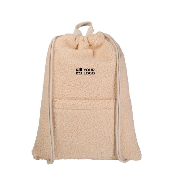 Mochila de cordão de sherpa reciclada com bolso frontal 9 L