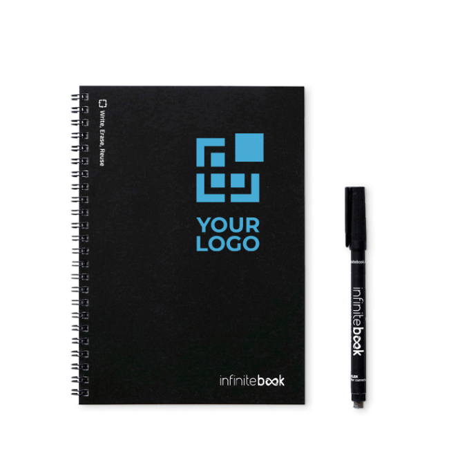 Caderno infinito com capa flexível e marcador, folhas A5 pautadas