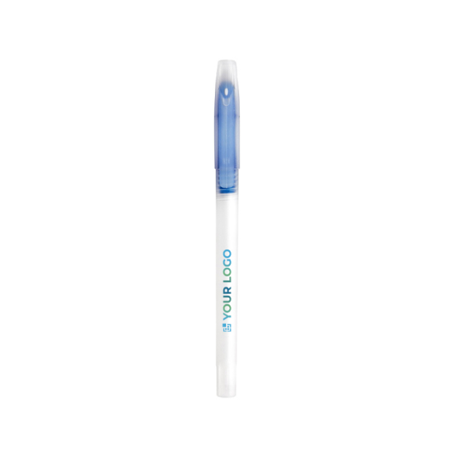 Caneta transparente com base colorida cor azul
