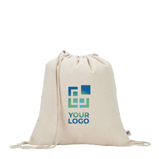 Mochila de cordão de algodão reciclado em cor natural 180 g/m2