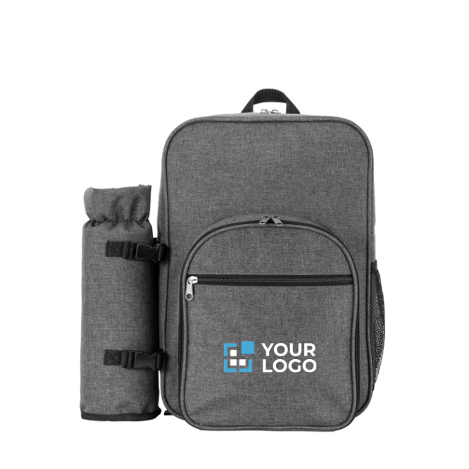 Mochila térmica para piquenique de poliéster reciclado com utensílios