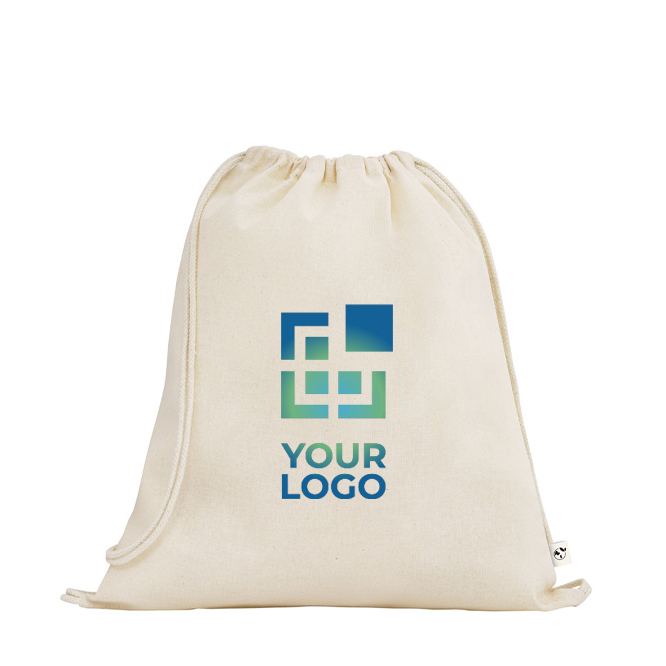 Mochila de cordão feita de algodão orgânico com pegas 140 g/m2