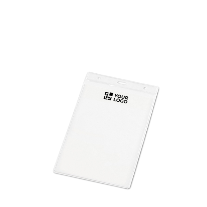 Identificador vertical em plástico com furos para mosquetão 11x17cm