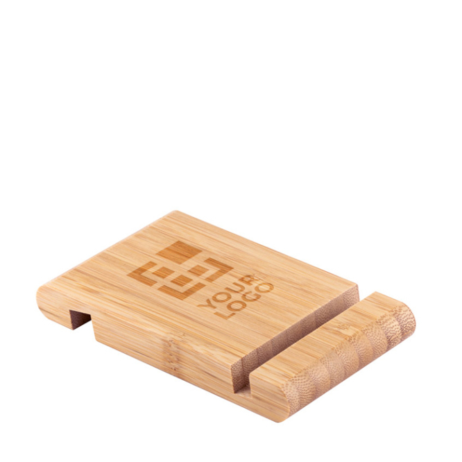 Suporte para telemóvel de bambu com duas ranhuras em cada lado