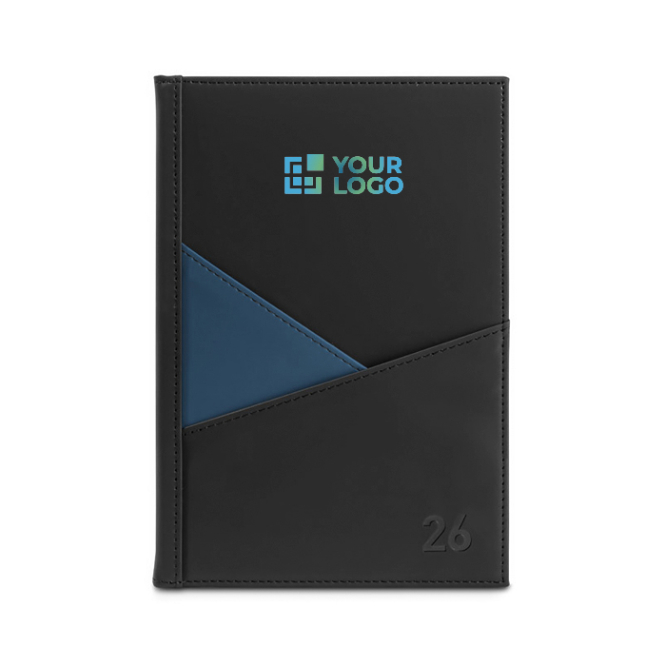 Agenda ecológica com dois bolsos exteriores e marcador de fita A5