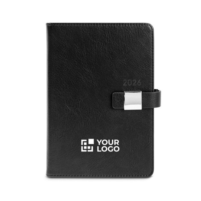 Agenda ecológica com fecho magnético e suporte para caneta A5