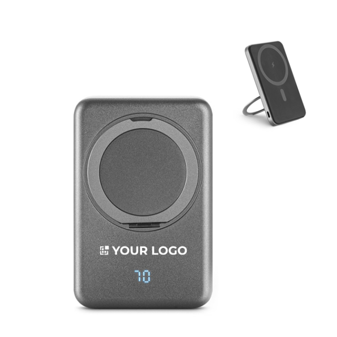 Bateria externa magnética em ABS reciclado com carga 15W 5000 mAh