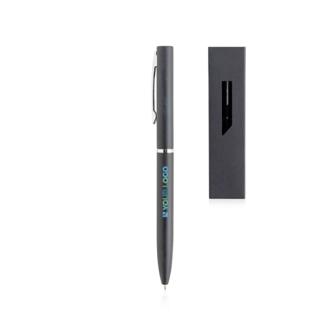 Esferográfica de metal luxuosa em cores mate com bolsa, tinta azul vista principal