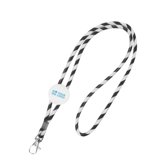 Lanyard tubular de poliéster com design de riscas coloridas vista principal