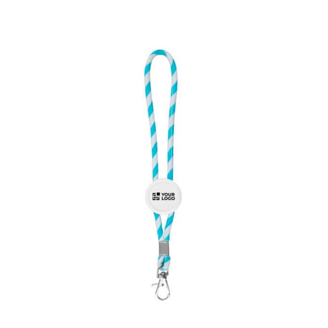 Porta-chaves alongado tipo lanyard que é ajustável e possui mosquetão vista principal