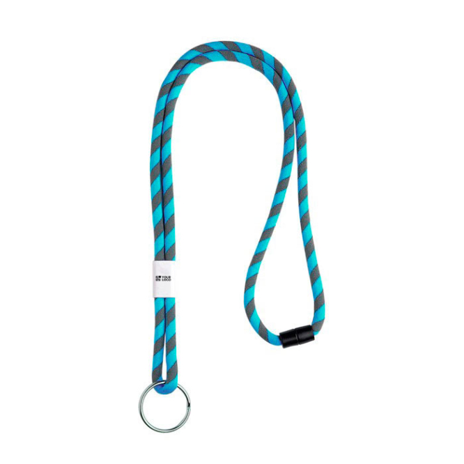 Lanyard tubular listado de terileno com ajuste e presilha vista principal