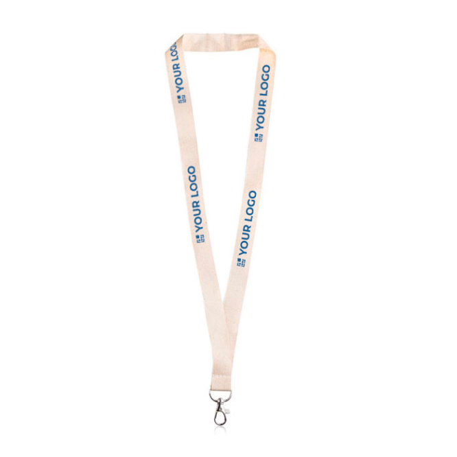 Lanyard clássico na cor natural de algodão orgânico 2cm vista principal