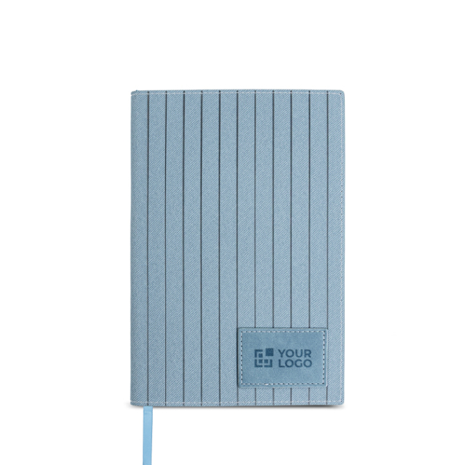 Caderno de PU texturizado e aplique personalizável, folhas A5 lisas