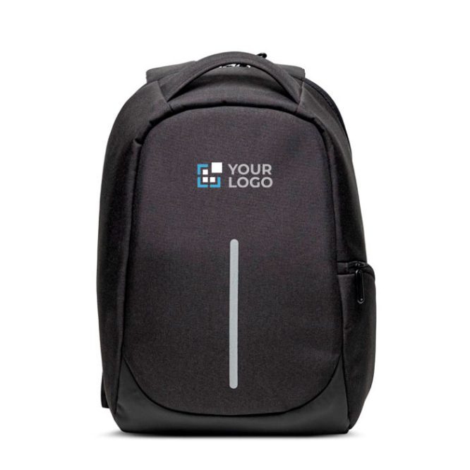 Mochila antirroubo de nylon para PC com bolso traseiro 15,6