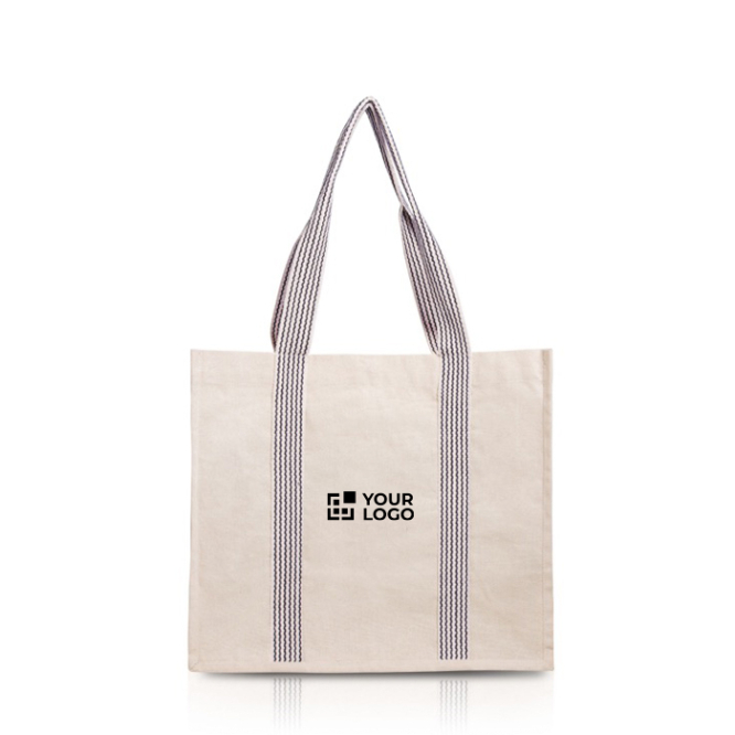Saco de algodão natural com alças em várias cores, 300 g/m2 vista principal
