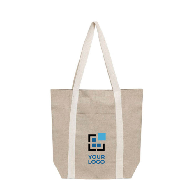 Saco de compras personalizdo de algodão reciclado com alças 310 g/m² vista principal