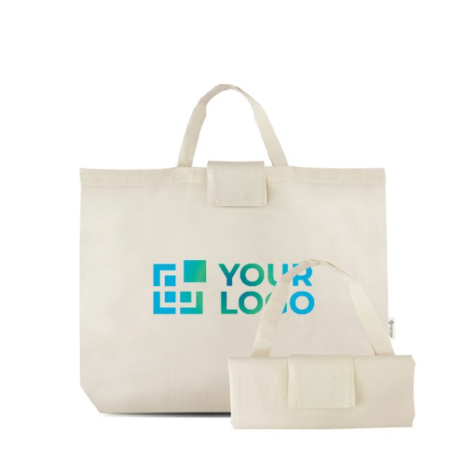 Saco de compras dobrável em algodão e plástico reciclados 140 g/m²