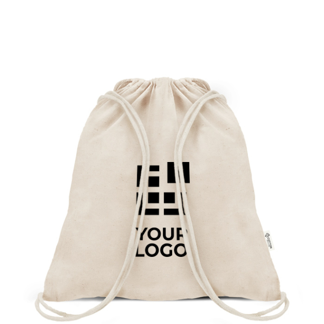 Mochila de cordões em algodão e plástico reciclados 140 g/m2