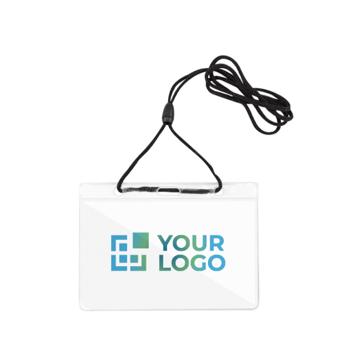 Porta-credenciais com cordão ajustável para pendurar 10,3 x 6,6 cm