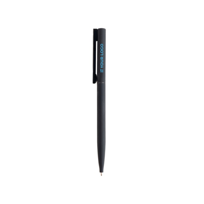 Caneta elegante e fina de latão e aço inoxidável, tinta azul