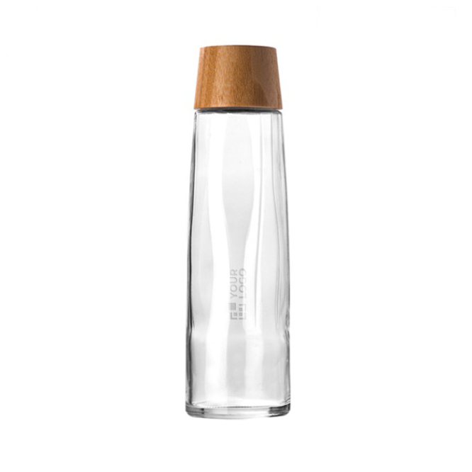 Garrafa de vidro sustentável premium com tampa de bambu 750 ml