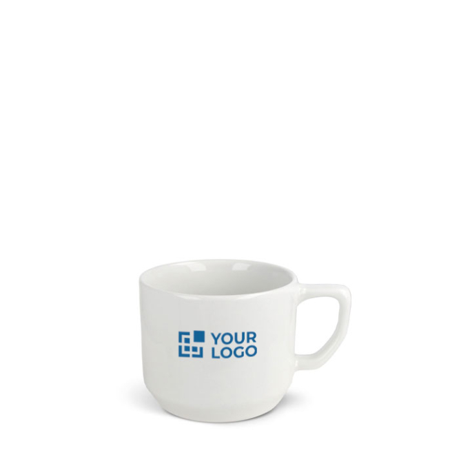 Caneca de cerâmica branca com uma pega retangular compacta 250 ml vista principal