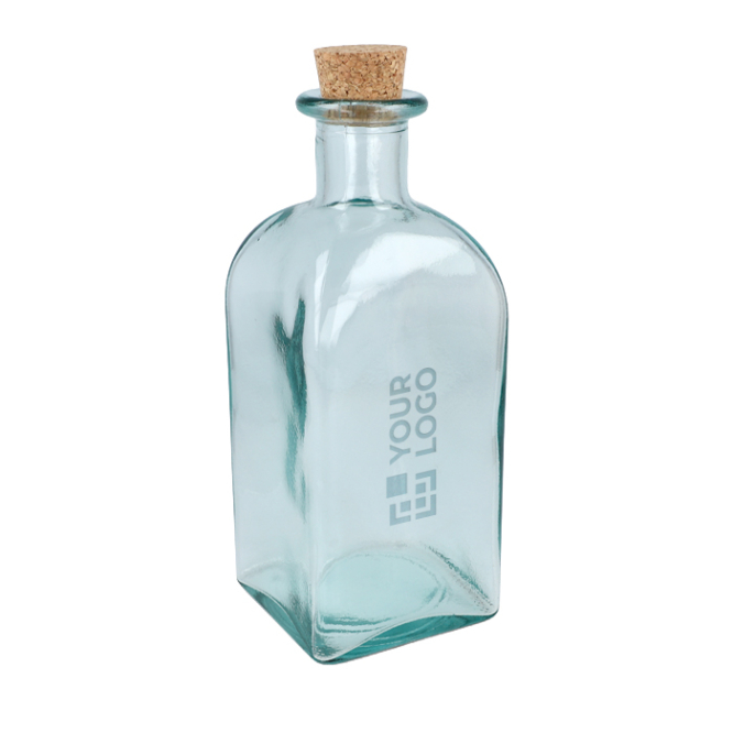 Garrafa quadrada de vidro com tampa antigotas fabricada na Europa 1 L