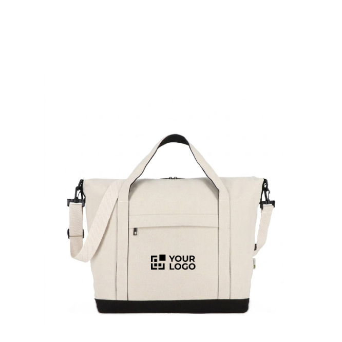 Saco de viagem de algodão e fibras recicladas, asas curtas e compridas