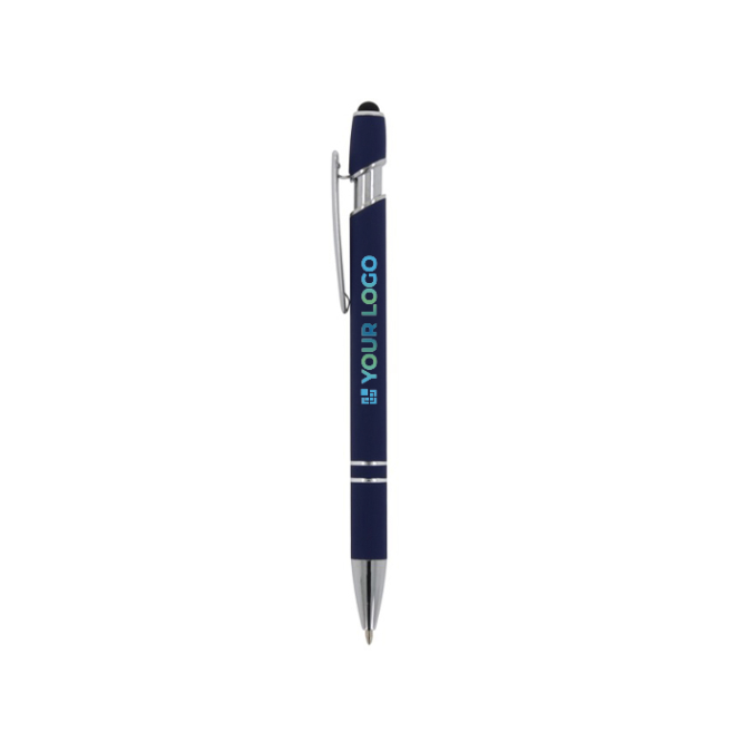 Caneta de alumínio reciclado com ponteira e tinta azul vista principal