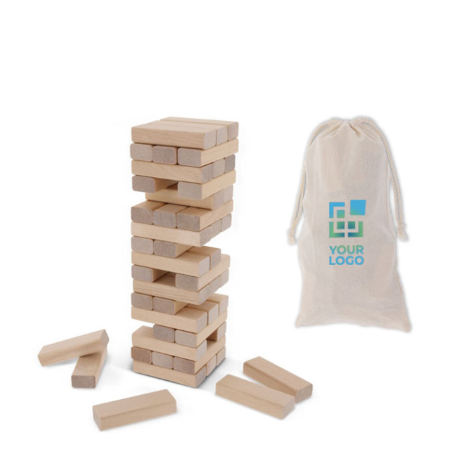 Jenga de 48 peças em saco de algodão para fácil transporte vista principal