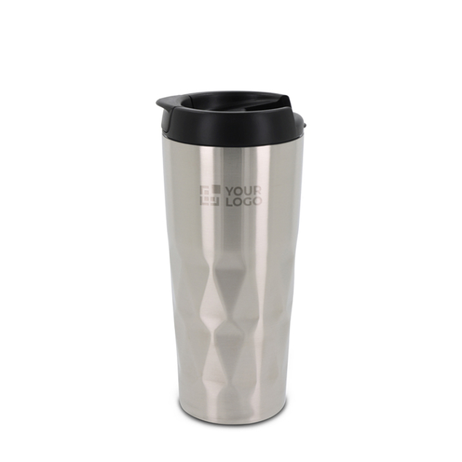 Garrafa térmica de parede dupla antigotas, acabamento em relevo 450 ml