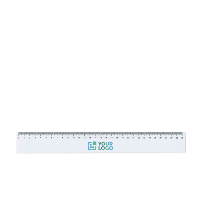 Régua promocional de plástico branco para personalização de 30 cm vista principal