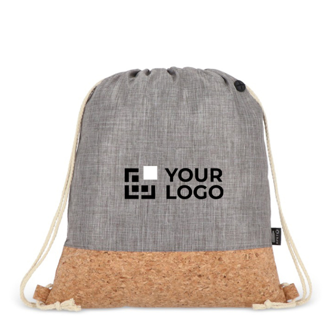 Mochila de cordão de rPET com base de cortiça e capacidade de 10 kg