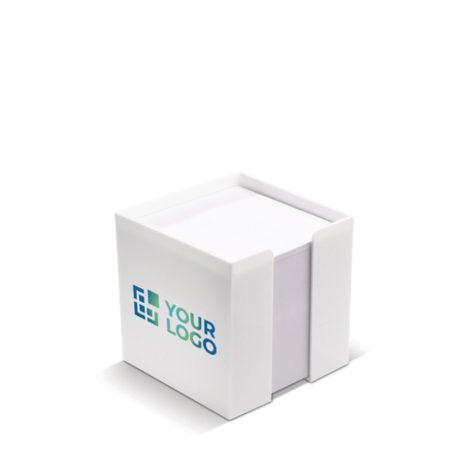 Cubo de 800 folhas brancas para notas em caixa de plástico 10x10x10cm vista principal