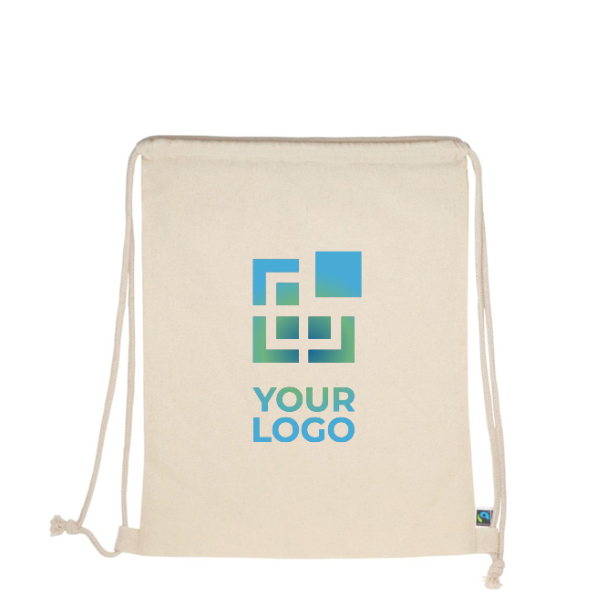 Mochila saco de algodão FairTrade e cordas a condizer 140 g/m2 vista principal
