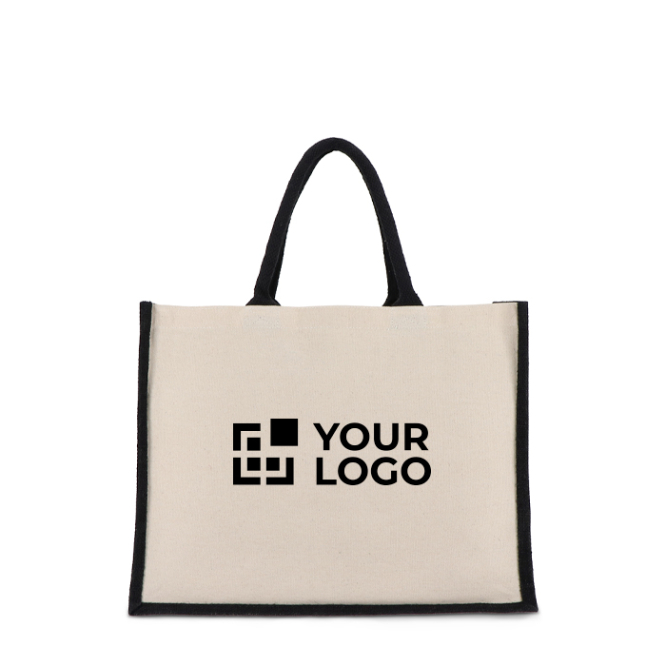 Saco de algodão com laterais e fundo de juta colorido 320 g/m2