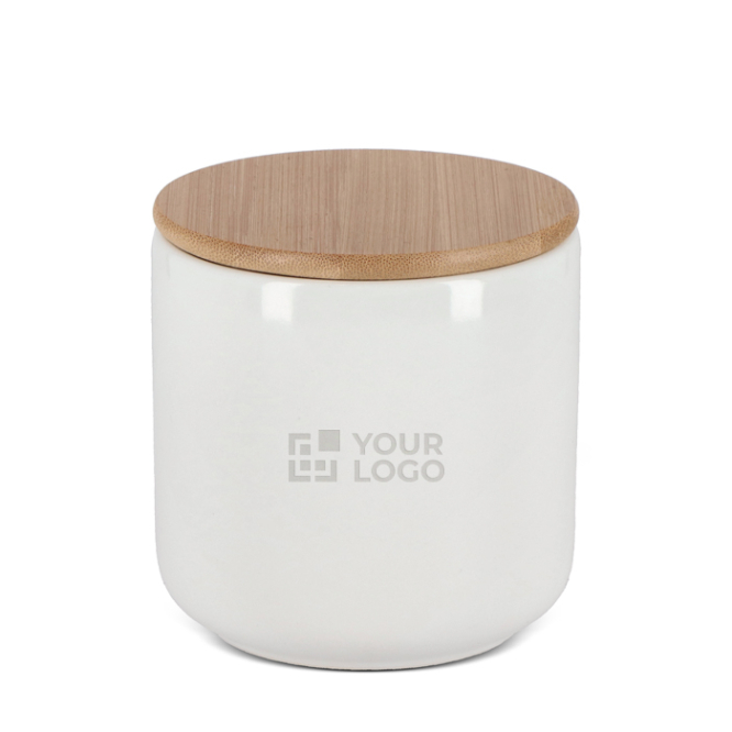 Frasco de cerâmica ideal para guardar alimentos, tampa de bambu 550 ml