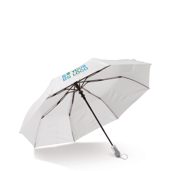 Guarda-chuva dobrável personalizável, branco com estrutura preta Ø98 vista principal