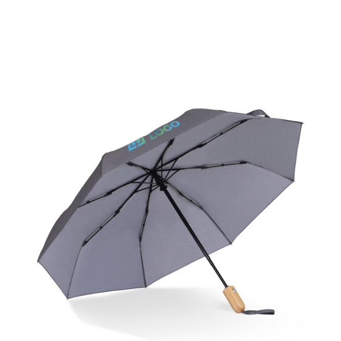 Guarda-chuva dobrável con logo de RPET com cabo de madeira Ø94 vista principal