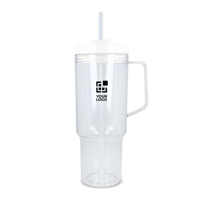 Caneca térmica com asa lateral e palhinha na tampa antigotas 1 L