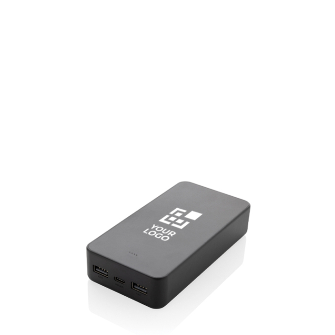 Powerbank ecológico de 20 000 mAh com 3 portas de carga