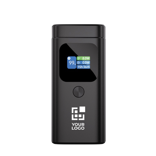 Powerbank de alumínio resistente e ecrã HQ a cores 15.000 mAh