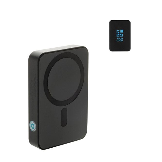 Powerbank de bolso em ABS reciclado com indicador de carga 10.000 mAh