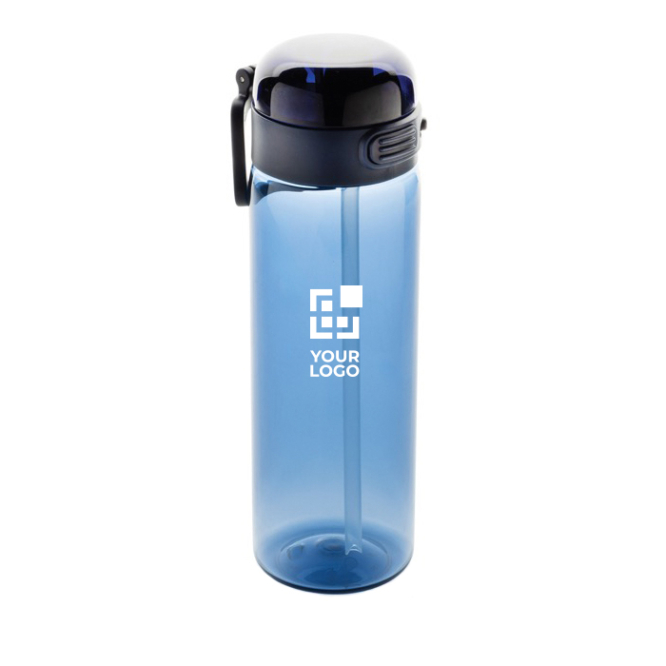 Garrafa desportiva em RPET com tampa antiderrame e palhinha 800 ml