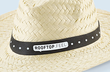 chapeu de palhas com fita personalizada com logótipo