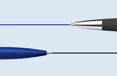 canetas de tinta azul e preta