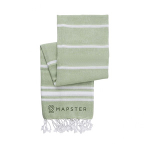 Toalha-páreo de algodão con franja e riscas Toalha-páreo de algodão com franja e riscas, material eco Páreo Cotton